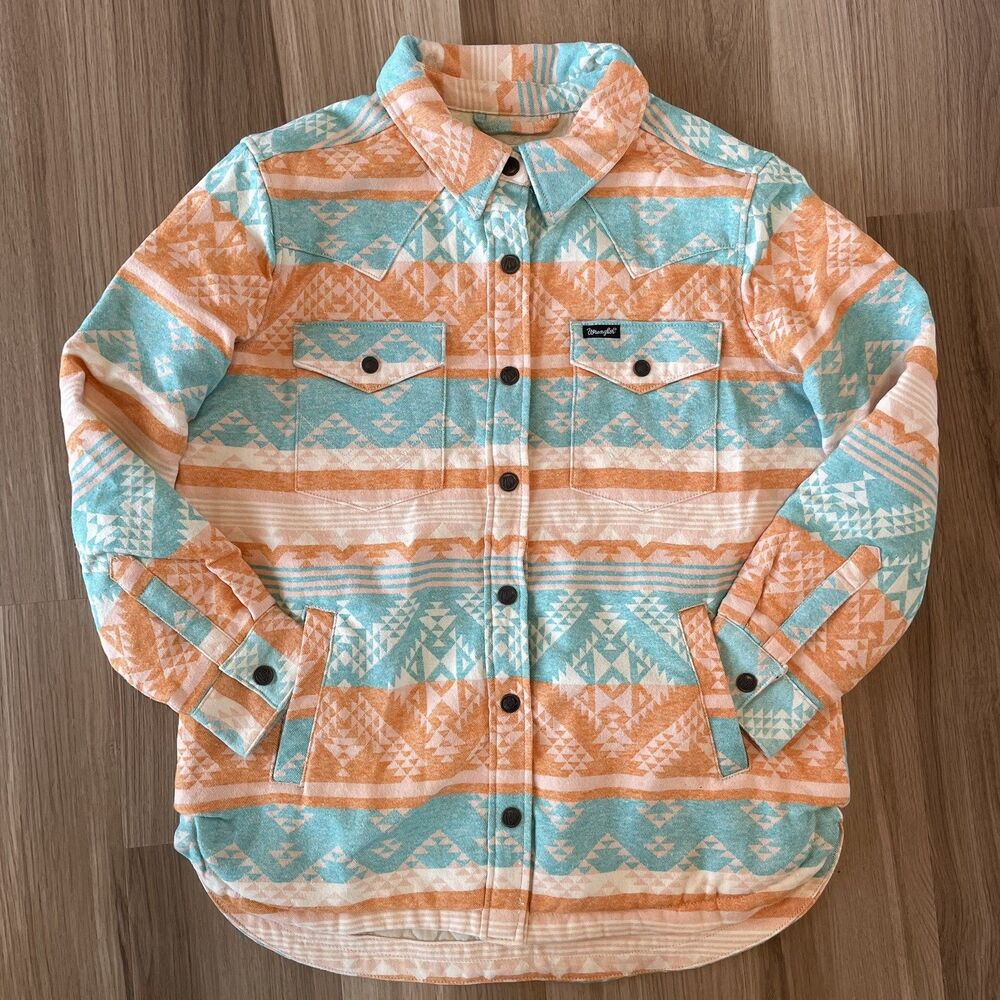 Wrangler Women M Jacket Aztec Southwestern Shacket Cowgirl Sunset Punchy Western